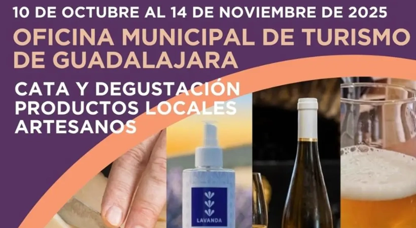 Cartel Cata y degustación productos locales artesanos, 10 de octubre al 14 de noviembre de 2025, Oficina Municipal de Turismo de Guadalajara