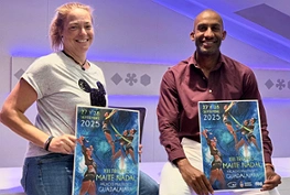 Armengol Engonga, concejal de Deportes junto a la directora del evento, Elena Acebrón