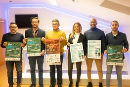 Armengol Engonga junto a Irene Inés (Mizu), Javier Cañadillas (La Media), Alfonso Casasnovas (Central Óptica) y Andrés Herranz (Trail de Iriépal)