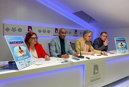 Armengol Engonga, concejal de Deportes acompañado de Jesús Ruiz, presidente de FECAM, Mari Carmen Gil, delegada provincial de Bienestar Social, y Marcos Campos, diputado de Deportes