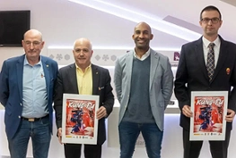Armengol Engonga, Concejal de Deportes; Antonio Moreno, presidente de la Federación Española de Karate; Miguel Ángel Rojo, director del Departamento de Kung Fu.